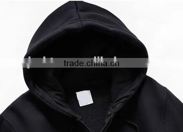 Good Quality Custom 100% Cotton Plain Black Hoodies Made in China photo-3