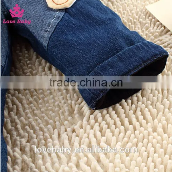 Children Sling Denim Trousers Cartoon Vest Baby Pants Fit 1-2-3T Baby Unisex photo-3