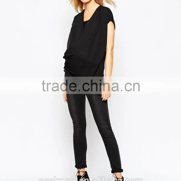 100% Polyester Square Neck Cap Sleeves Maternity Clothings for Nursing photo-5