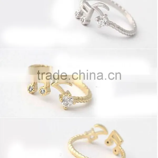 Rhinestone Music Note Openings Adjustable Midi Finger Knuckle Rings Jewelry photo-3