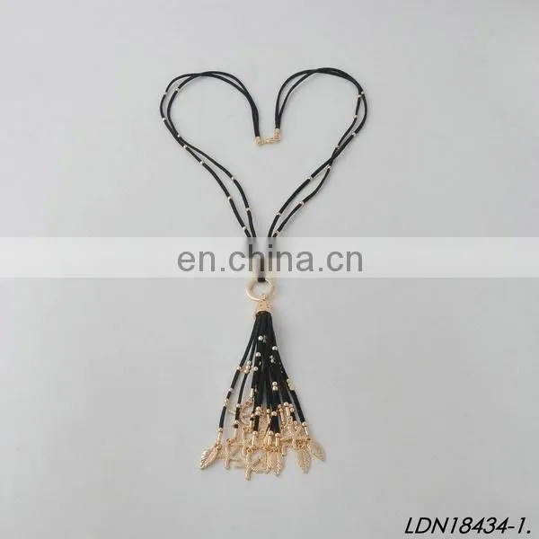 Customize Your Charm Leather Beaded Tassel Pendant Necklaces photo-2