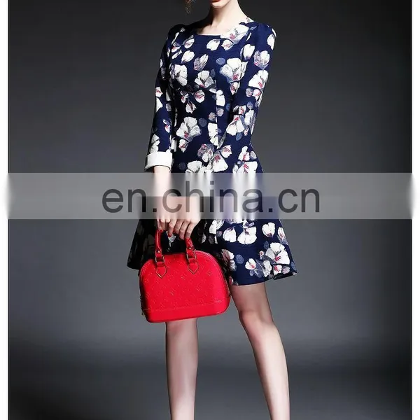 Woman Long Sleeve Print Dress Wholesale, Fashion Western Dress 2016 photo-3