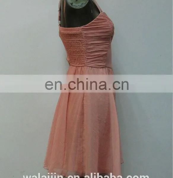 Light Pink Young Ladies Spaghetti Strap Short Dress photo-3