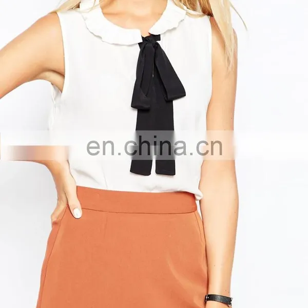 Wholesale Women Blouse Summer Latest Design With Bow Tie Nice Shirt photo-2