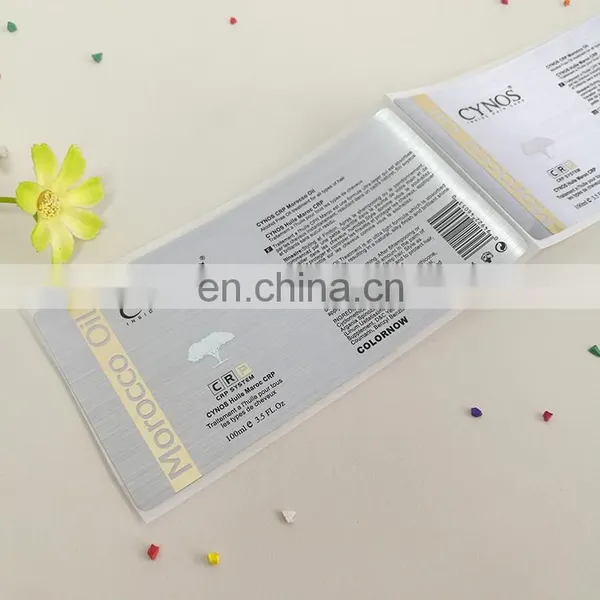 China Manufacture 100ml Morocco Oil Adhesive Label Printing Aluminium Silver Foil Sticker photo-5