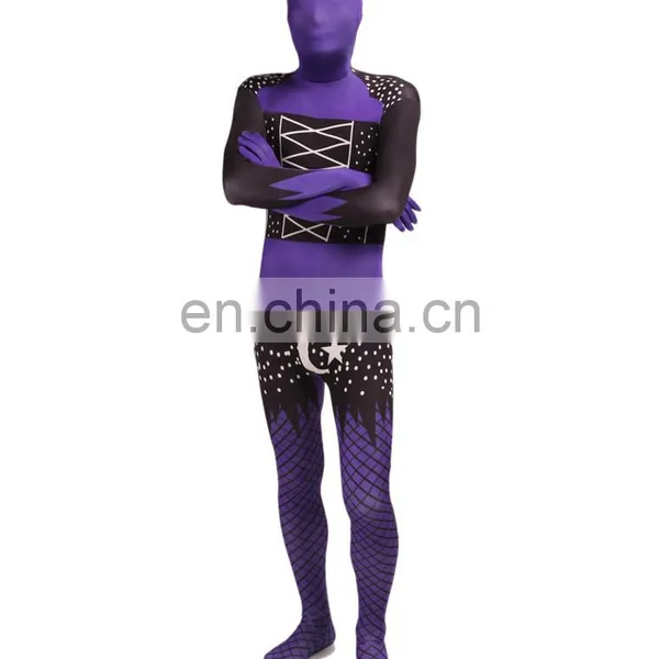 Wholesale Purple Sexy Full Hood Halloween Costume Zentai Lycra Catsuit photo-5