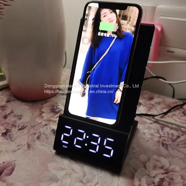 X7 Desktop Audio Multi-function Bluetooth Alarm Clock Mobile Phone Stand Wireless Charging Radio Bedside Speaker photo-5