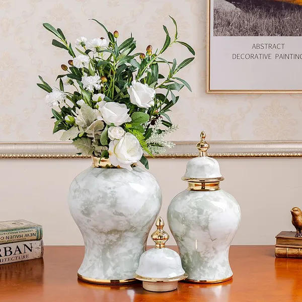 Creative Fashion Electroplate Gild European White Ceramic Vase For Home Decor photo-3