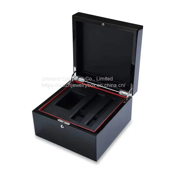 Custom Black High Gloss Piano Lacquer Wooden Jewelry Watch Packaging Solid Wood Gift Box