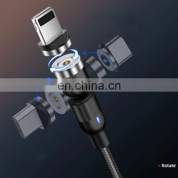 Wholesale 3 in 1 Magnetic Charging USB Cable Charger 540 Degree Rotation Data Cable For Iphon/Micro USB Type C photo-2