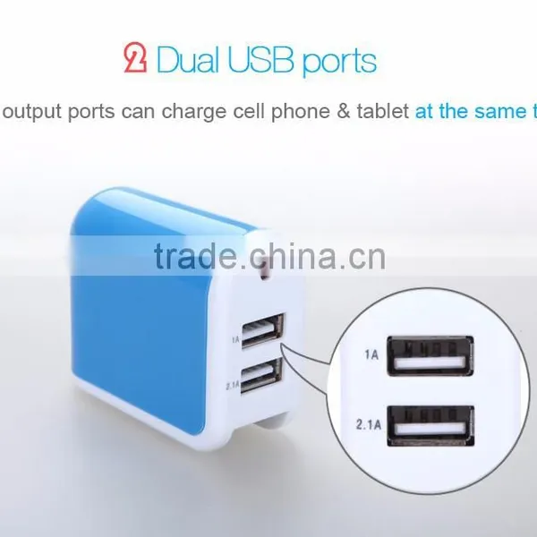 Shenzhen Dual USB Mobile Travel Charger Factory Price 5V 2.1A Mini 2-Port Dual USB Wall Charger photo-3