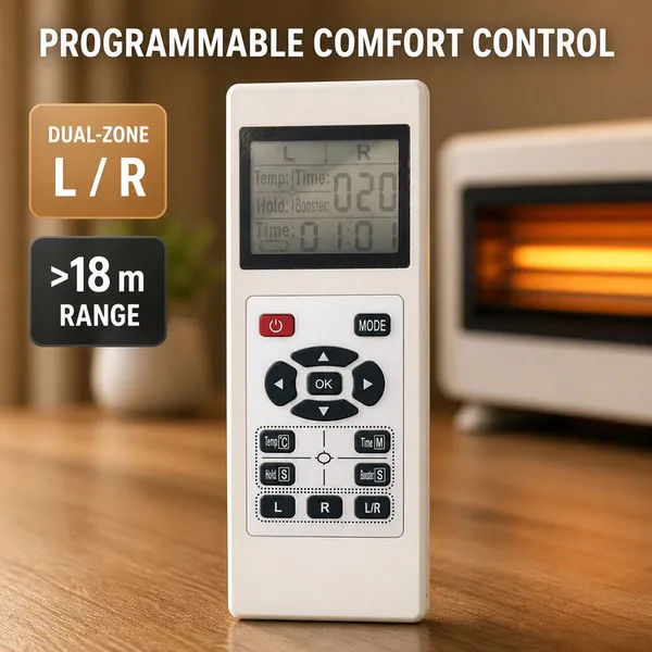 Dual Zone Remote Control for Electric Heating Desk Mattress Smart LCD Temperature Time Controller