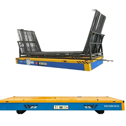 Rebar Carrier With Soft Start and Cushioned Stop for Long Bundle Transfer