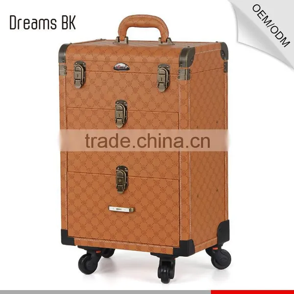 Professional PVC Rolling Makeup Case With Drawers photo-2