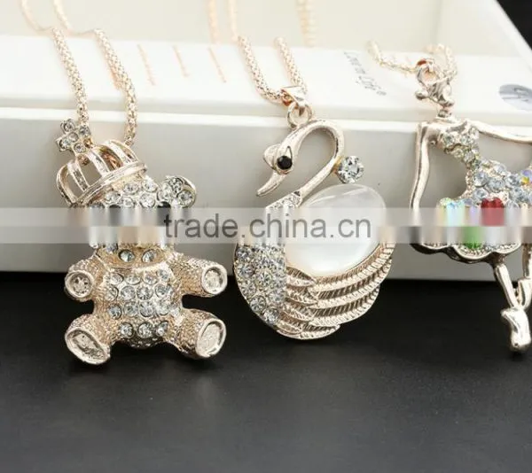 Fashion Rhinestone Long Clothing Accessories Women's Opal Pendants Joker Personality Sweater Chain Necklace photo-2