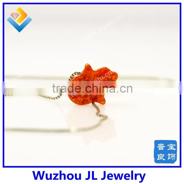 2015 New Arrived Synthetic Orange Opal Hand Opal Pendant S925 Silver Chain Necklace With Wholesale Price photo-3