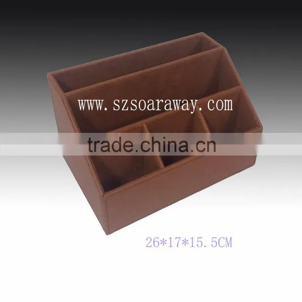 Pu Faux Leather Tidy Tray Pen Pot Desk Orgainser Hot Sell Brush Pot Multifunction PU Leather Pen Desk Organizer photo-3