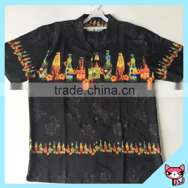 Black Beach Shirt Short Sleeve Hawaiian Shirts for Men photo-2