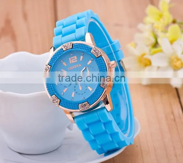 GENEVA 6 Diamond Watches Women 8 Color Silicone Strap Watch Fashion Quartz Wristwatches for Ladies Montre Femme photo-4