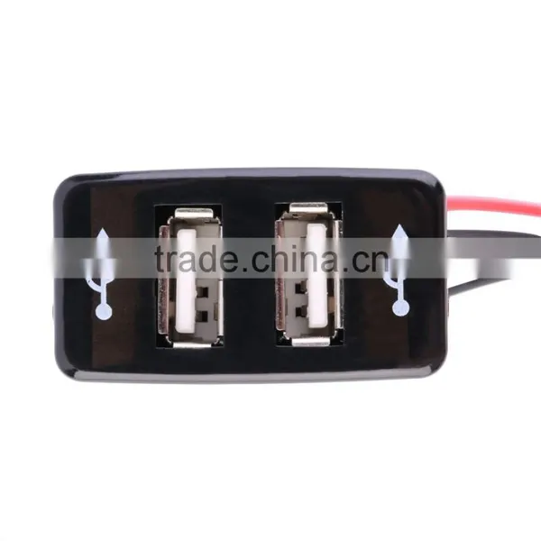 High Quality 12/24V Dual USB Ports Dashboard Mount Car Charger Adapter 5V 2.1A+1A For TOYOTA photo-4