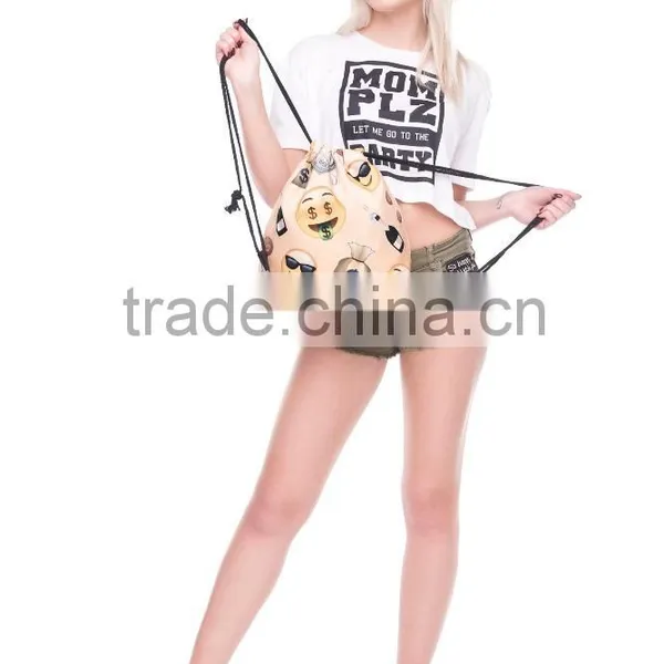 High Quality 3D Printed Emoji Dollars Promotional Drawstring Bag photo-3