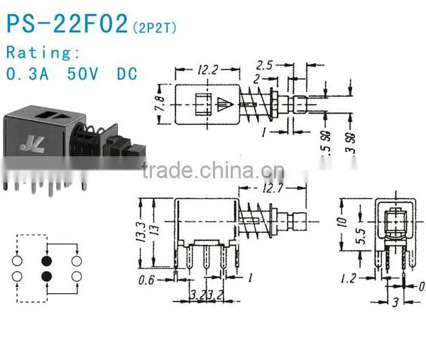 PS-22E44-G13 NS PUSHBUTTON SWITCH With Lock photo-2