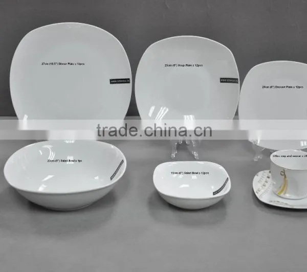 73pcs Porcelain Dinner Set Poland Style Dinner Set in Square Shape