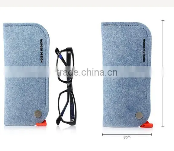 Grey Felt Soft Eyeglasses &Sunglasses Protective Roll Up Case Pouch