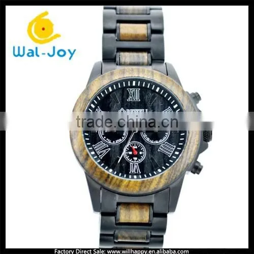 Wood and Stainless Steel Watch Band Fashion Quartz Water Resistant Watch(WJ-3919)
