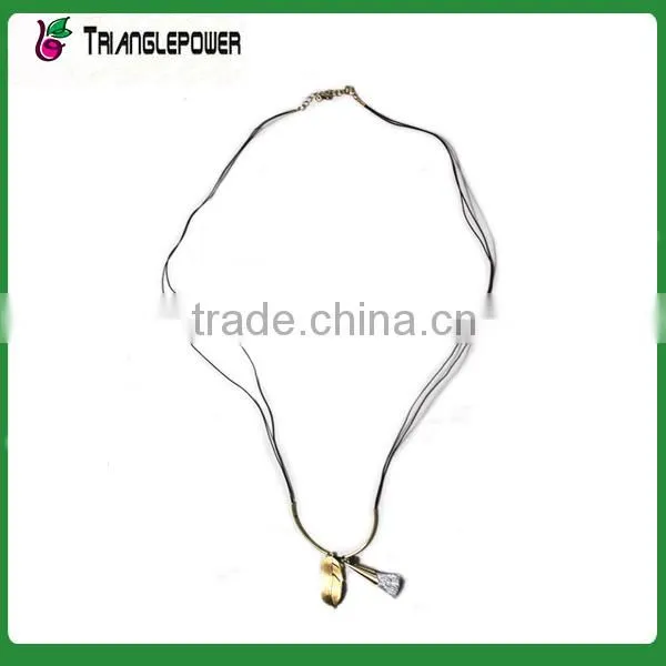 PU Rope Necklace With Metal Ball Chain Pendant Necklace photo-4