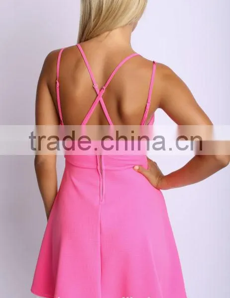 Latest India Wholesale Clothing Sleeve Deep V Neck Back Across Summer Midi Dress in Boho photo-3