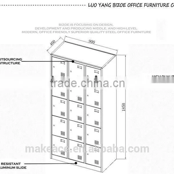 New Design 15 Door Steel Locker With Piano Hinge photo-6