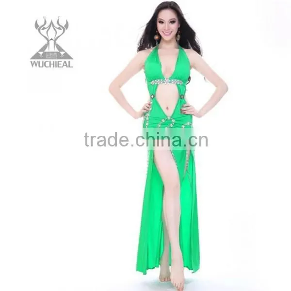 Belly Dance Costumes,Blue Silk Sexy Nice Belly Dance Wear,Belly Dance Performance Dress for Dancer (QC2115) photo-5