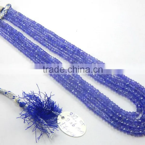 Low Price Natural Royal Blue AA Quality Tanzanite Roundel Faceted Beads, tz Beads photo-3