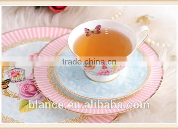 Flower and Bird Coffee Tea Set in Golden Edge Design photo-3