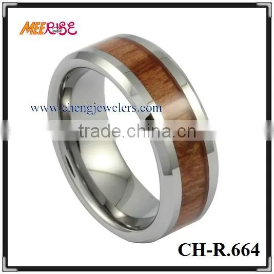 Low Price Titanium Ring Jewelry Black Walnut Wood Inlaid Titanium Rings photo-5
