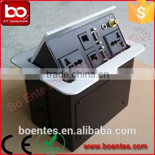 Wholesale Aluminum Desktop Hydraulic Pop Up Multiple Power Socket With Bottom Interface Panel for AV Accessories photo-2