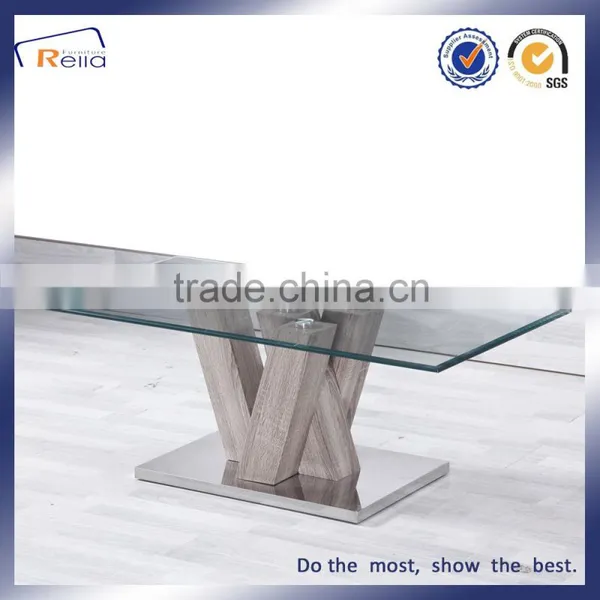 Rectangle Glass Top Wood Frame Centre Table photo-4