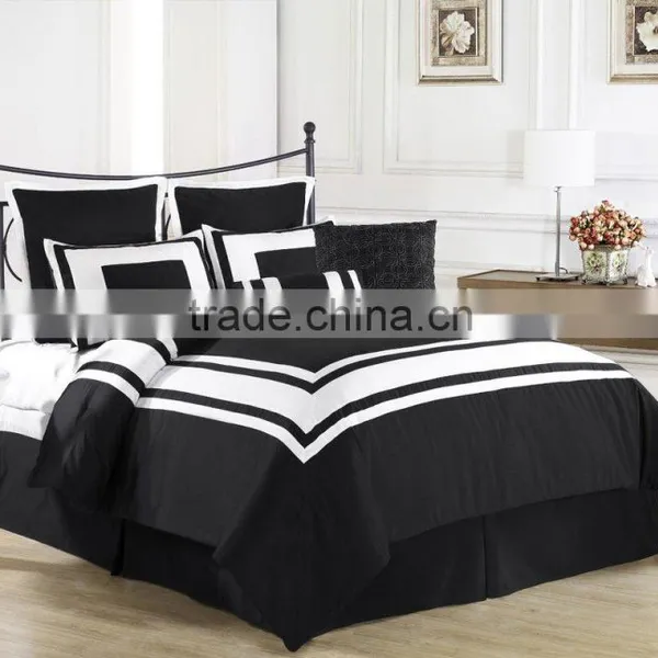 100% Polyester Bedding Sheet With Black & White Stripe for Sale photo-3