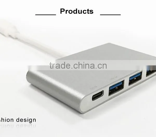 USB Type C Adapter With High Speed Charging 4 Prot Portable USB Type c HUB