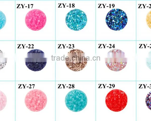 12mm Flat Back Resin 50pcs/lot Electroplated Druzy Cabochons Wholesale photo-3