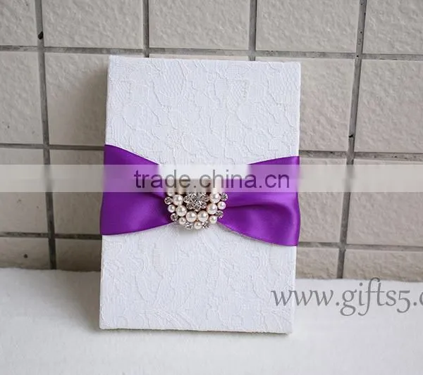 New Design Custom Fashion New High Quality Wedding Invitation Silk Boxes With Brooch photo-3