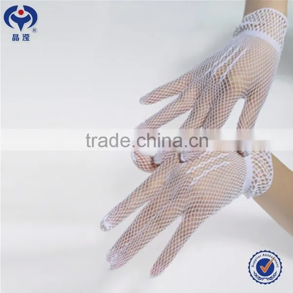 Wedding gloves white color knitted nylon lace gloves