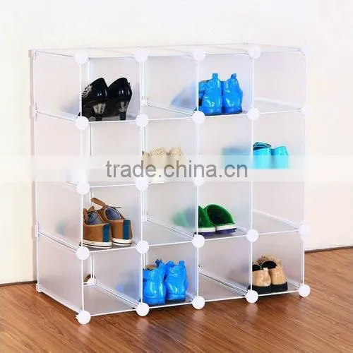 Shoe Cabinet Hot Sale Storage Shelf ,Interlocking 16 Pairs Cube Shoe Cabinet Room Storage in Many Colors photo-2