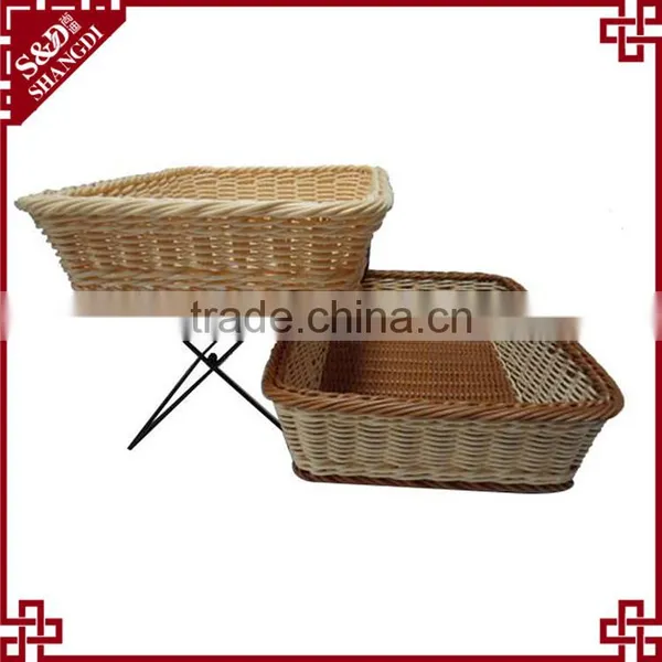 S&D Household Rattan Wicker Standing Plastic Fruit Tray 2 Layer Kitchen Storage Rack/shelf photo-2