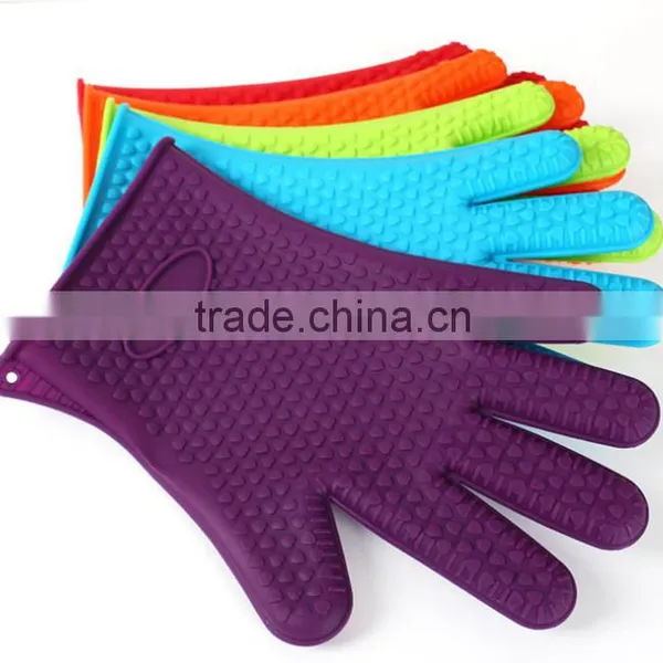 Silicone BBQ Grilling Gloves, Silicone Oven Gloves With Fingers Hand Gloves photo-2