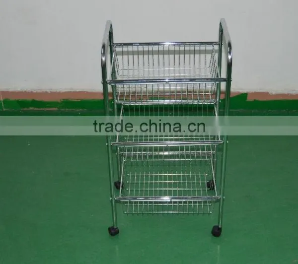 Vivinature Kitchen Metal Wire Basket Display Rack Trolley Chrome Plating photo-2