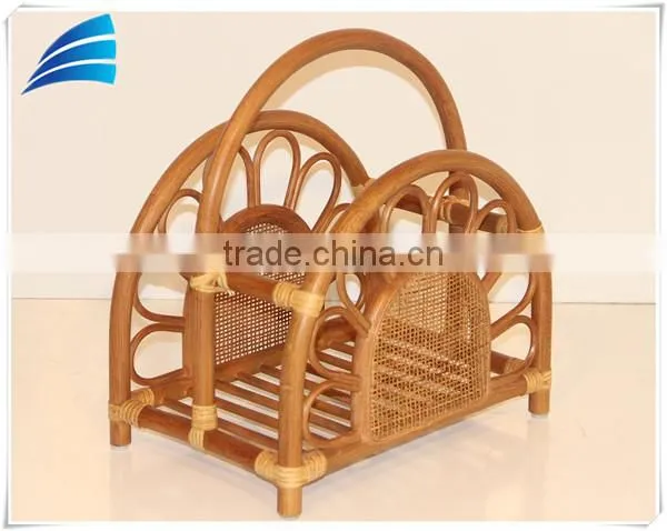 Rattan Wicker Magazine Newspaper Rack Holder With Handle photo-2