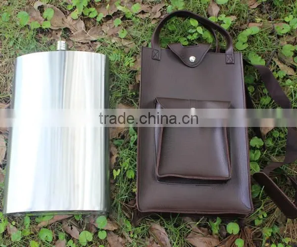 178oz Stainless Steel Hip Flasks Laser Welding Mirror Flask With Leather Package photo-5