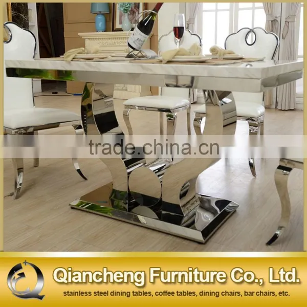 Fancy Designs Marble Top Dining Table Stainless Steel Table photo-3
